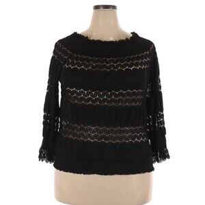 NWT Deletta Anthropologie Black Long Sleeve Off Shoulder Shirt - XL